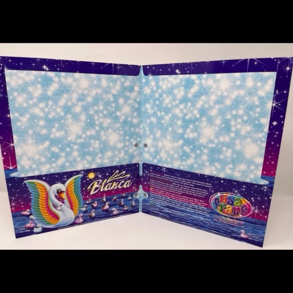 Lisa Frank Blanca The Swan Glitter 2 Pocket Folder